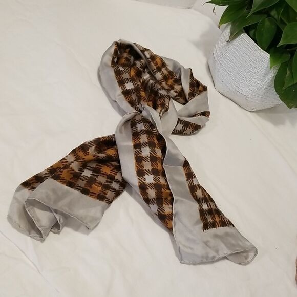 GLENTEX 100% SILK Scarf made in Japan Rectangles + vintage wool dress medium - Picture 7 of 13